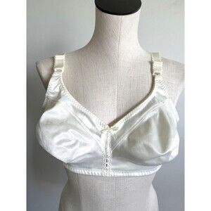 BALI Bra 42C IVORY SATIN WIRE FREE DOUBLE SUPPORT FF Unlined Cup Style 3820
